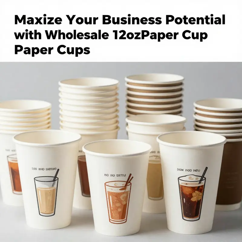 Different specifications of 12oz paper cups, showcasing single-wall and double-wall features.