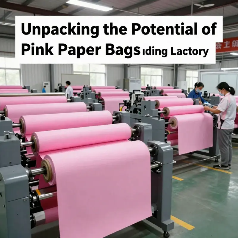 The advanced production line at the pink paper bags factory, illustrating state-of-the-art machinery and workflows.