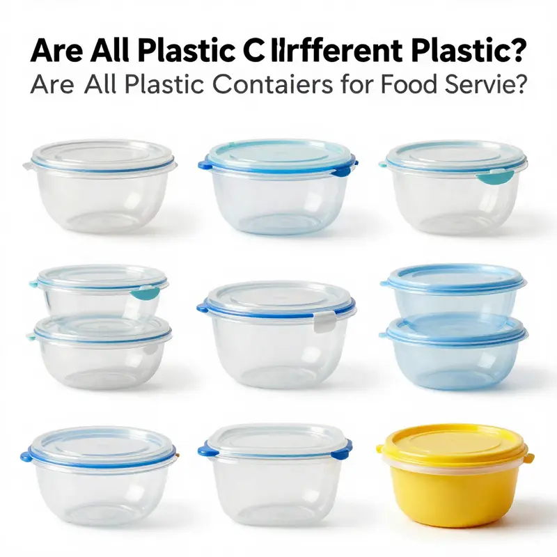 Types of plastics used in food containers categorized by safety for food contact.