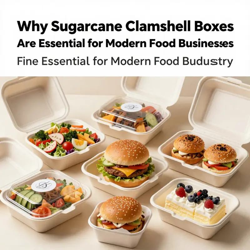 Sugarcane clamshell boxes poised in a natural setting, emphasizing their eco-friendly qualities.