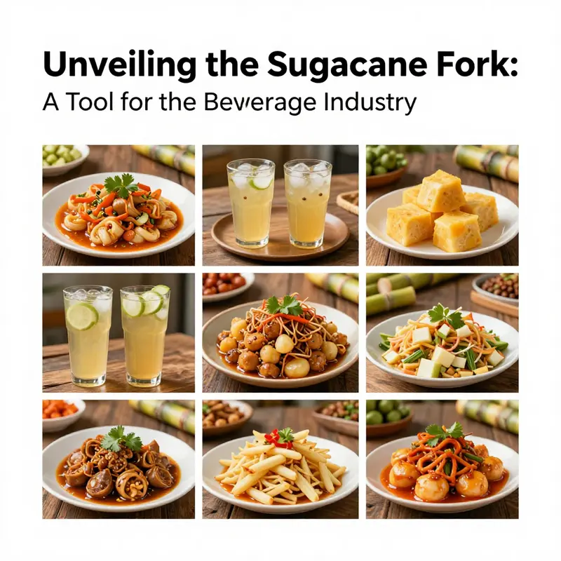 Different interpretations of the sugarcane fork illustrated through various objects and styles.