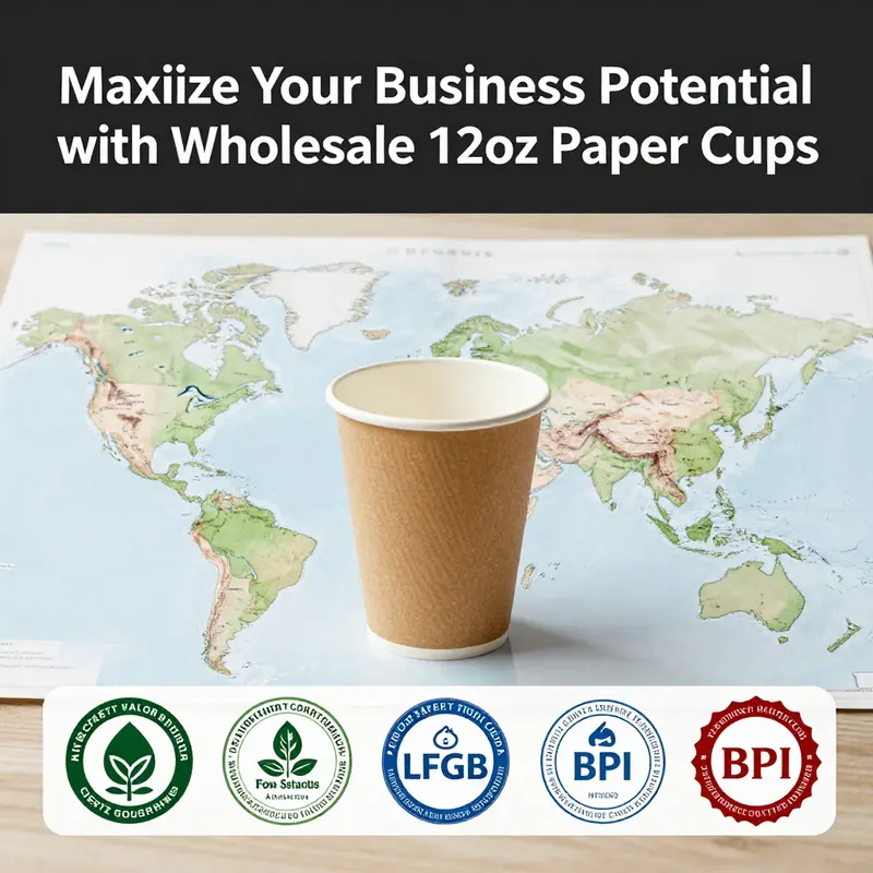 Different specifications of 12oz paper cups, showcasing single-wall and double-wall features.