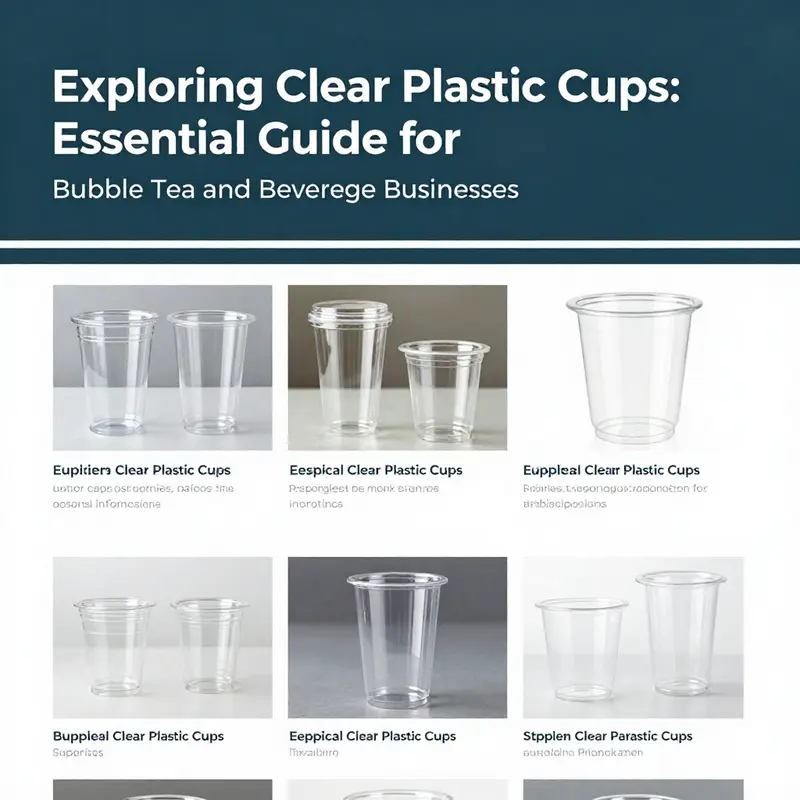 A display showing bulk options for clear plastic cups, highlighting their affordability for beverage businesses.