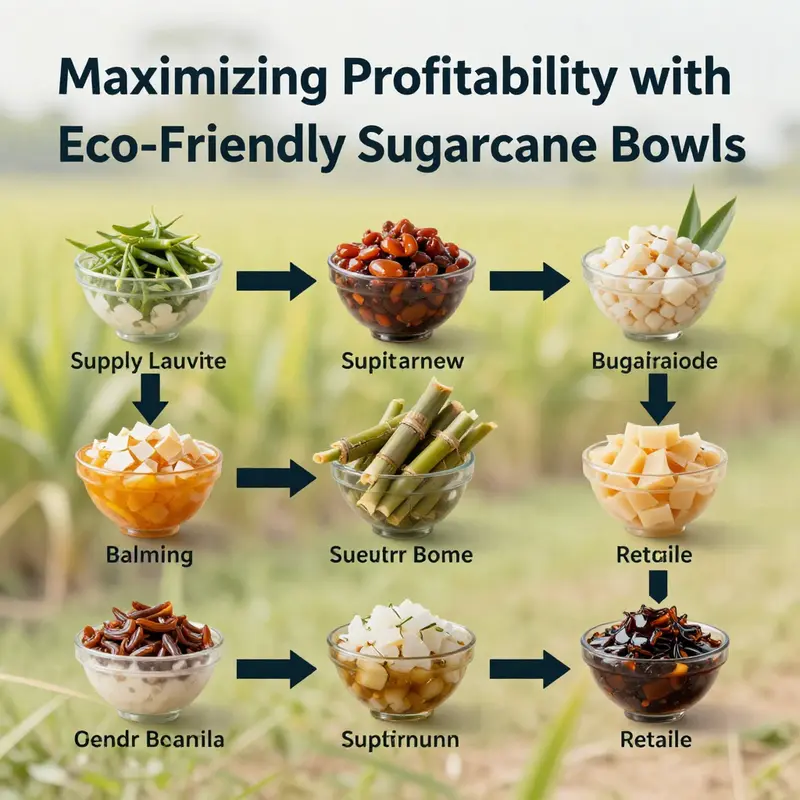 Affordable sugarcane bowls displayed in a business setting, emphasizing economic viability.