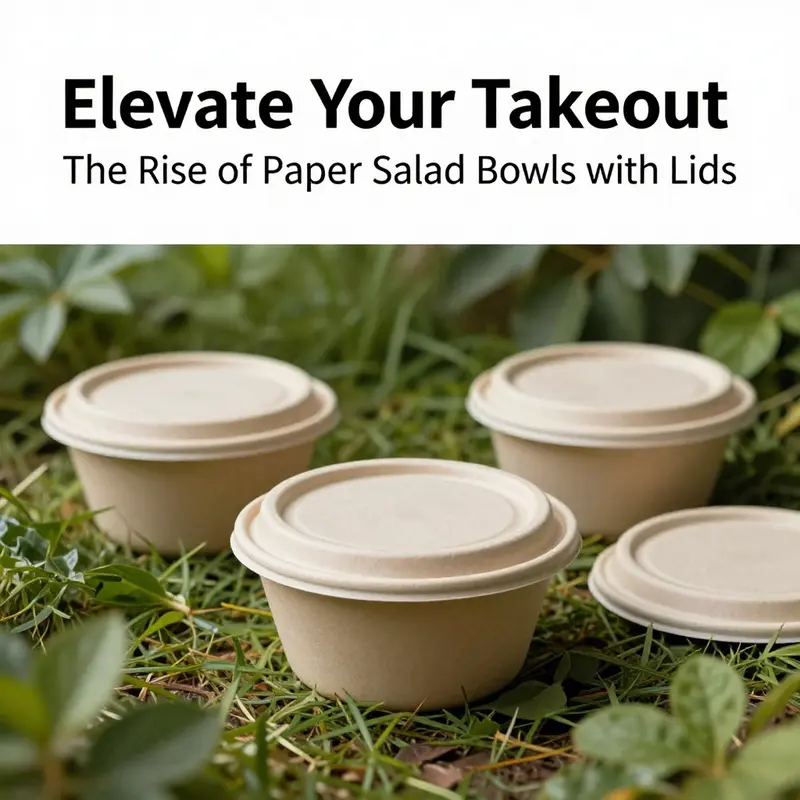Different types of paper salad bowls displaying their construction materials.