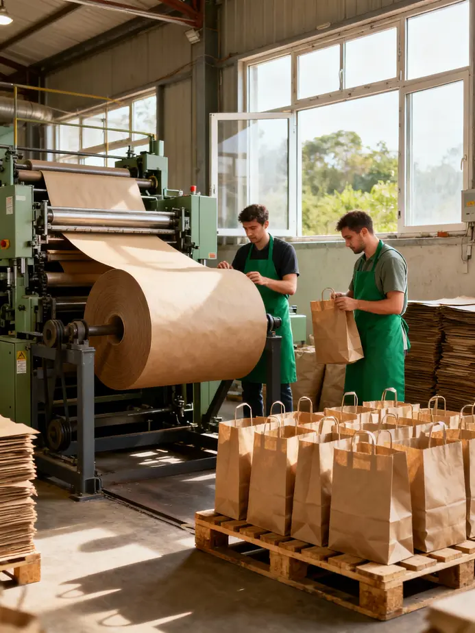 A variety of fast food paper bags demonstrating the different styles and designs available for restaurants.