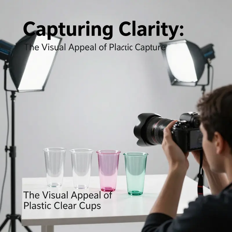 Diverse plastic clear cups showcasing vibrant drinks in a natural light setting.