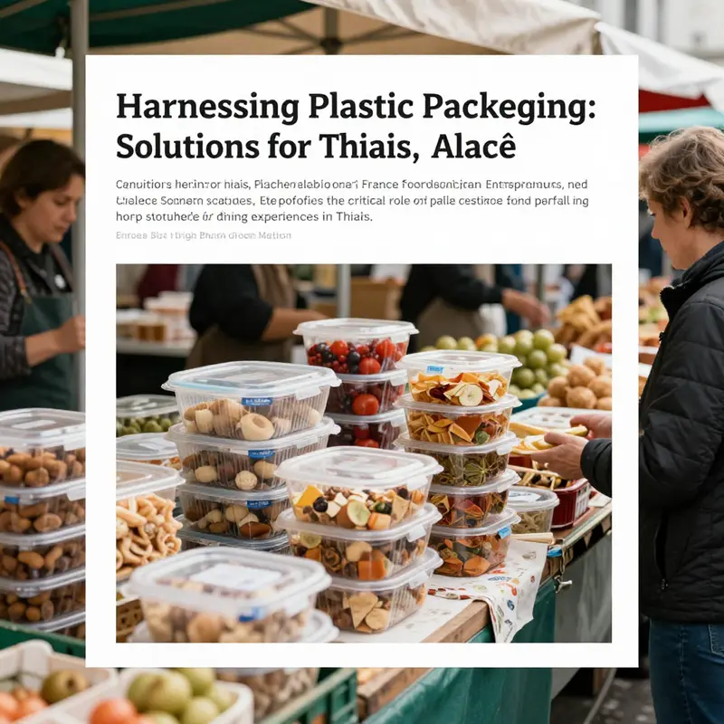 A vibrant food market in Thiais displaying various food items in plastic containers, reflecting the local culinary scene.