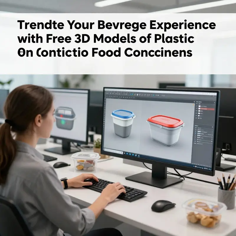 A display of a 3D model of a plastic food container highlighting the significance of digital designs.