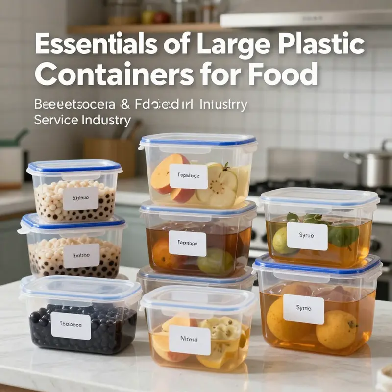 Various large plastic containers for food, demonstrating their versatility and organization potential in a commercial kitchen.