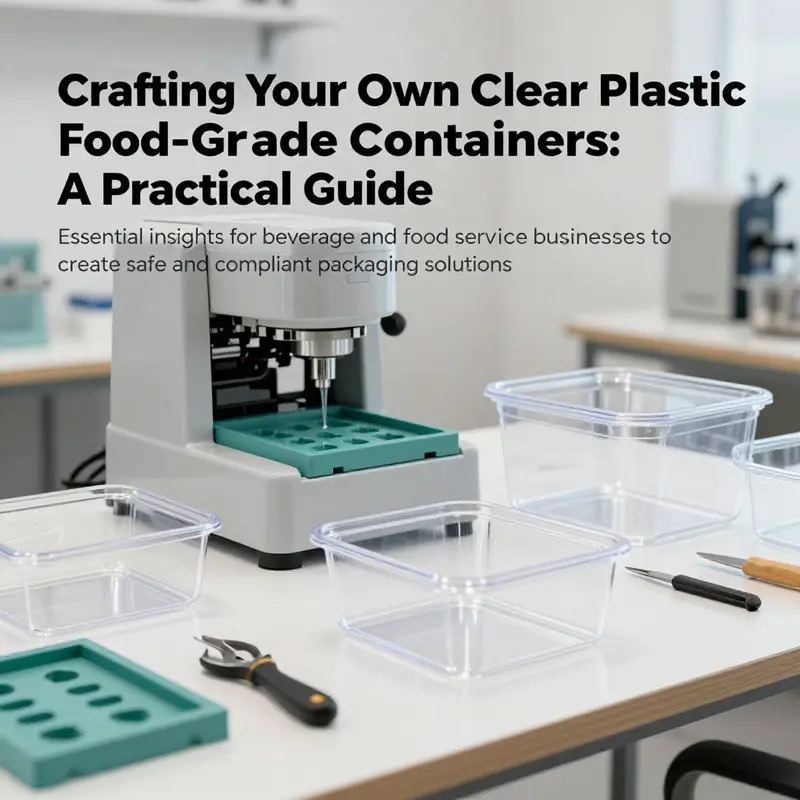 An organized work area featuring tools and machinery designed for creating clear plastic food-grade containers.