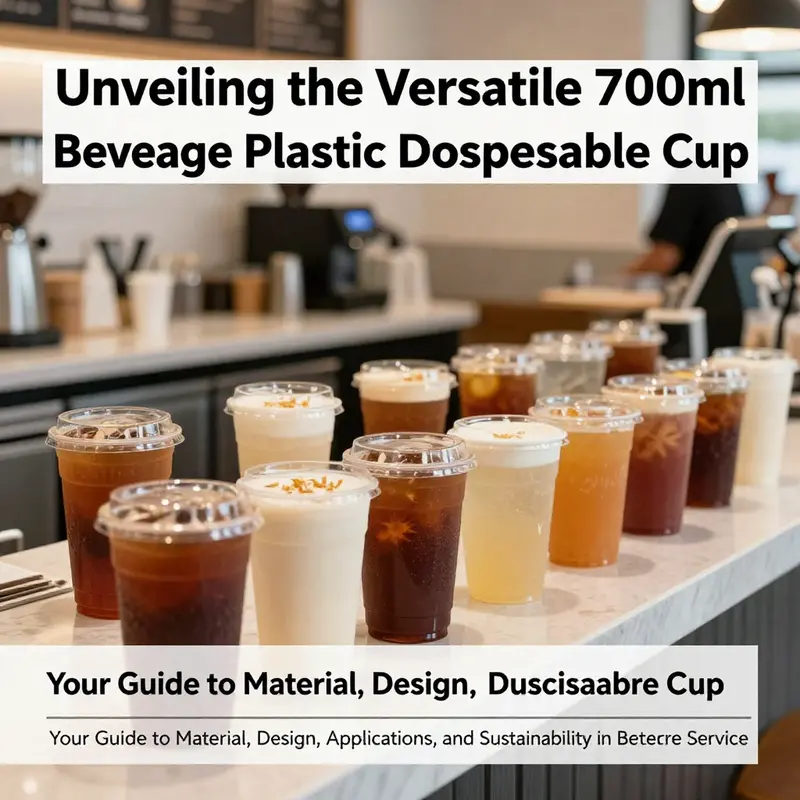 Crowded café showcasing different drinks in 700ml plastic disposable cups, emphasizing their role in beverage service.