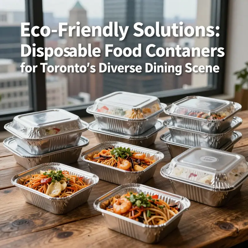 Eco-friendly sugarcane containers showcasing delicious meals in a Toronto cafe.