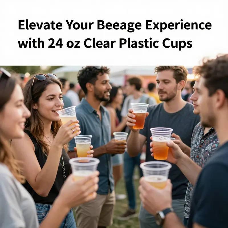Variety of vibrant beverages served in clear plastic 24 oz cups highlighting their perfect design and function.
