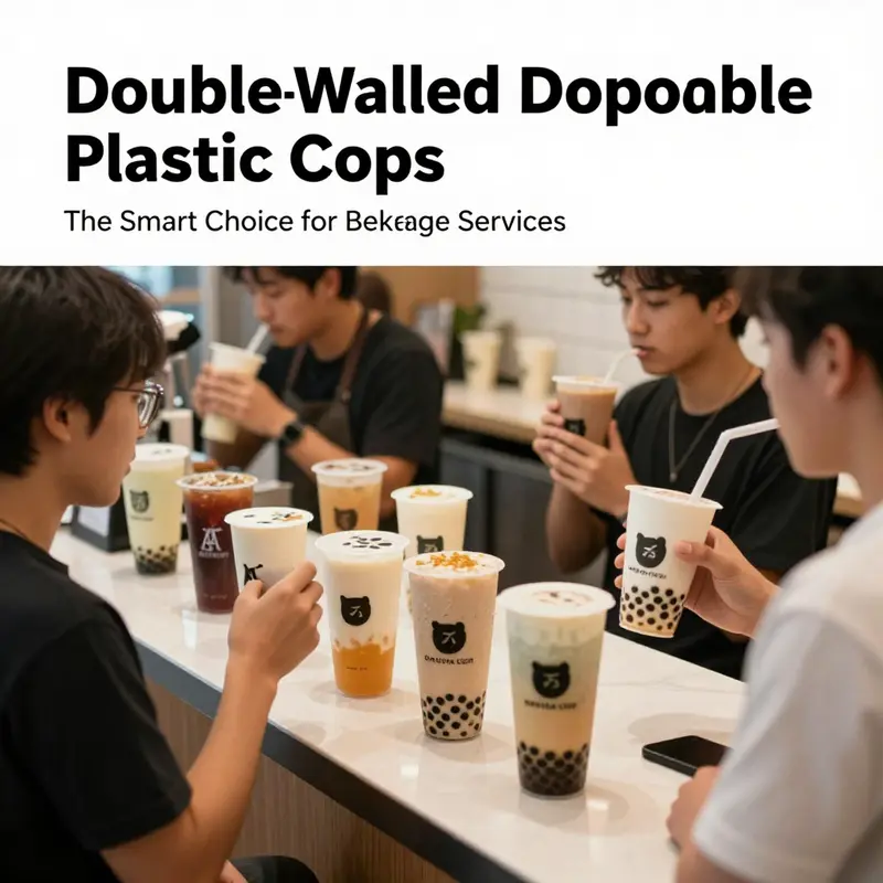 Illustration showing the thermal insulation technology of double-walled disposable plastic cups.