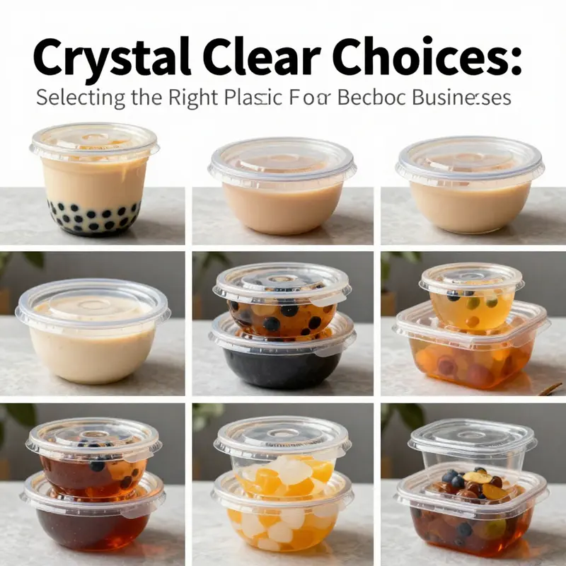 Various clear plastic materials commonly used in food containers.