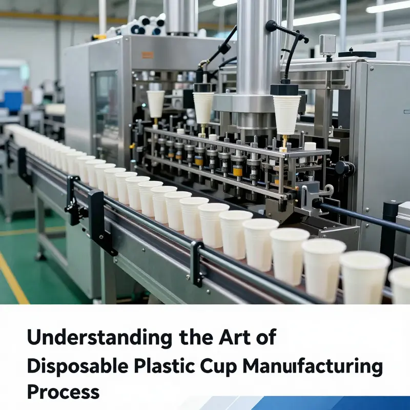 Thermoforming process in action, creating disposable plastic cups efficiently.