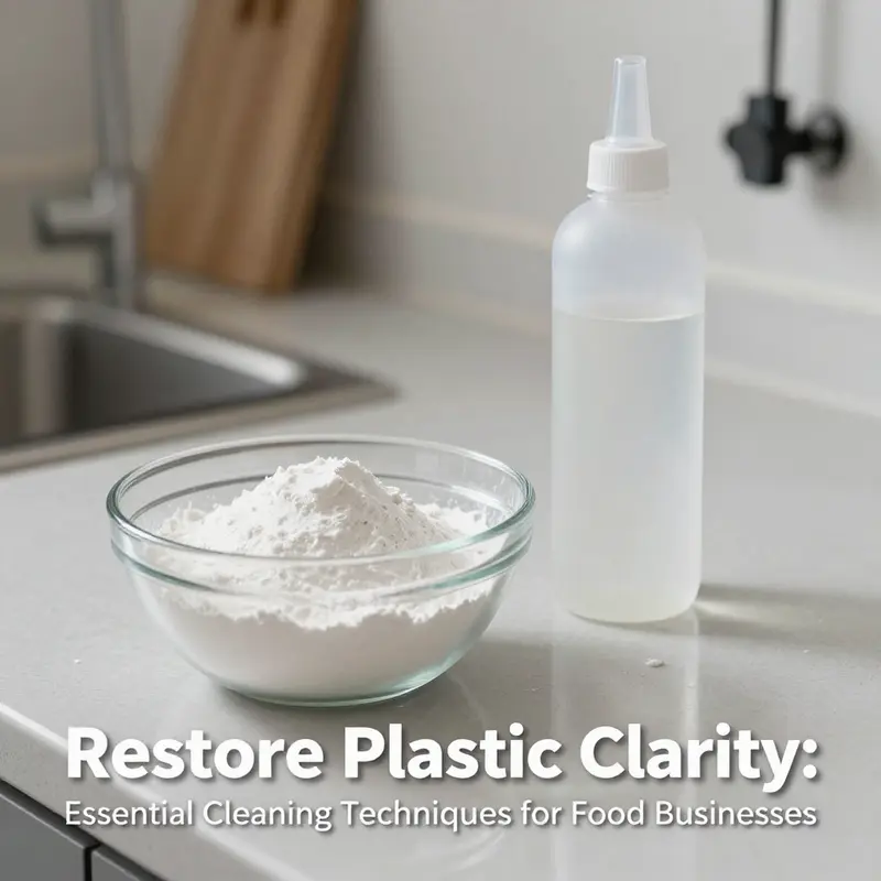 Baking soda and vinegar: effective household items for rejuvenating plastic containers.