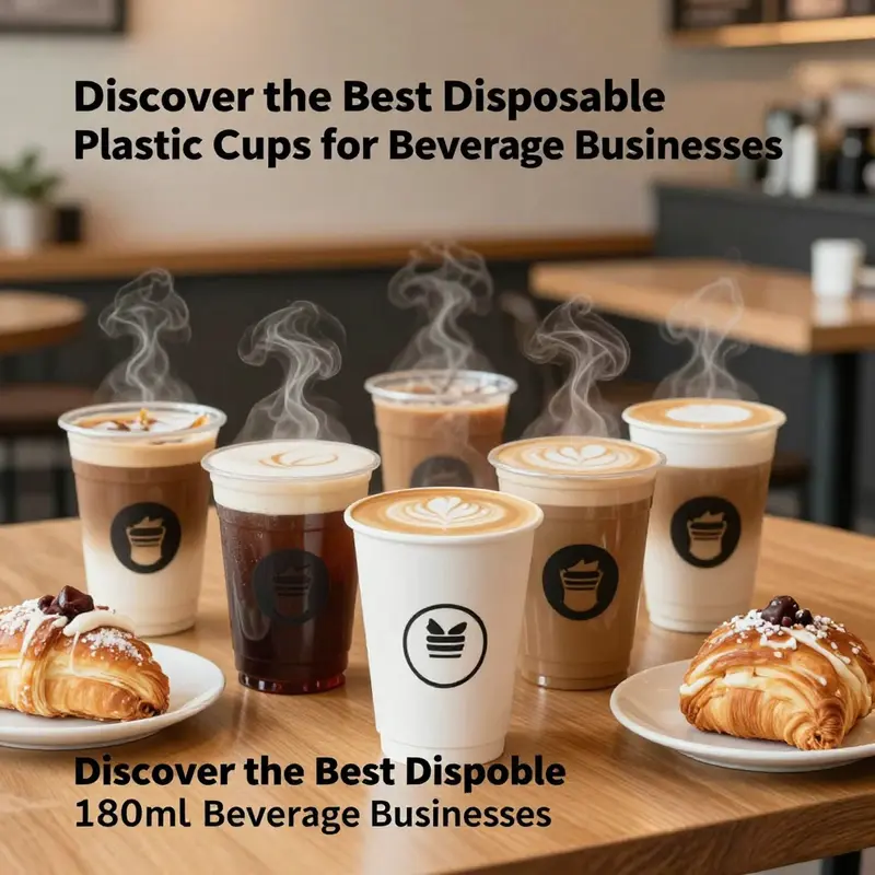 High-quality 180ml disposable coffee cups ready for service in a bustling café.