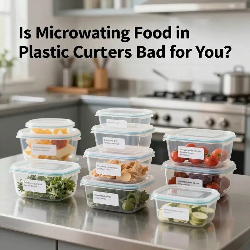 Warning labels on plastic containers highlight the health risks associated with microwaving.