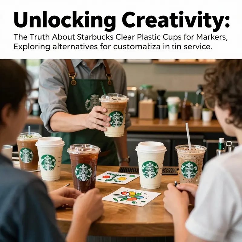 A barista serving drinks in creatively customized clear cups, highlighting personalized beverage service.