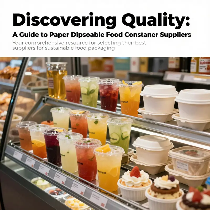 A beverage shop filled with paper disposable food containers, featuring colorful drinks and desserts, highlighting eco-friendly practices.