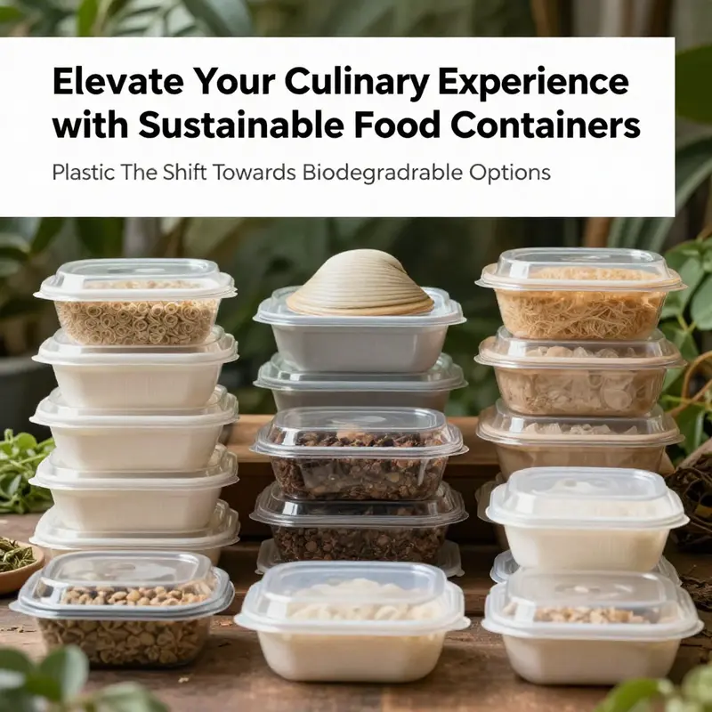 A collection of biodegradable clamshell containers emphasizing the commitment to sustainability in modern food packaging.
