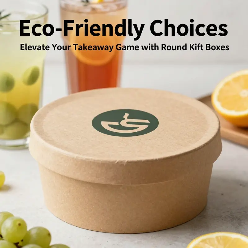 Round kraft boxes with lids showcase delicious pastries while highlighting their sustainable properties.