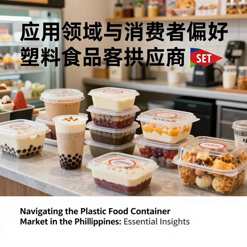 A display of various plastic food containers highlighting safety certifications and eco-friendly materials.