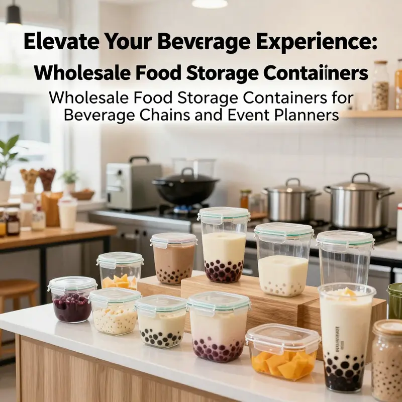 A bubble tea shop adorned with an assortment of food storage containers, portraying a clean and efficient workspace.