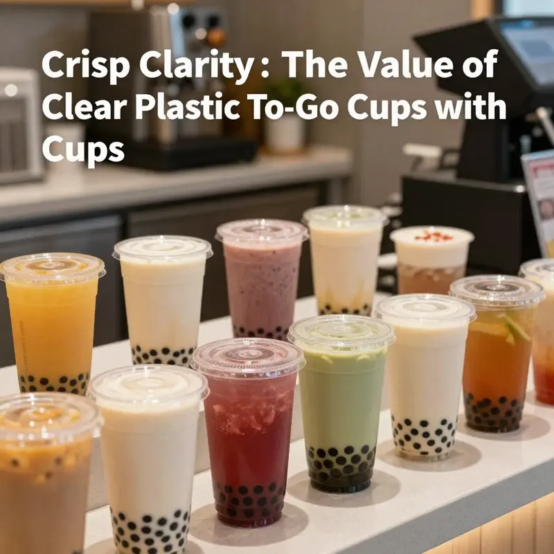 Clear plastic to-go cups displaying various colorful beverages, showcasing their versatility for different food service settings.