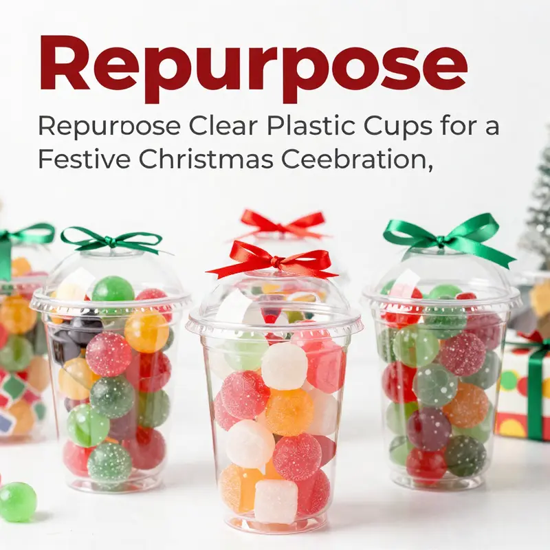 Cozy holiday lights made from repurposed clear plastic cups.