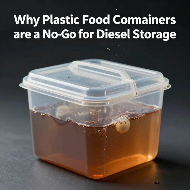 Chemical interactions between diesel and plastic containers can lead to dangerous fuel degradation.