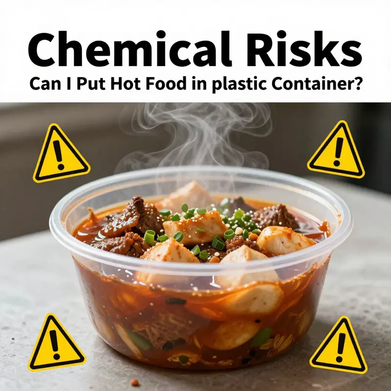 The potential risks of chemical leaching from hot food stored in plastic containers.