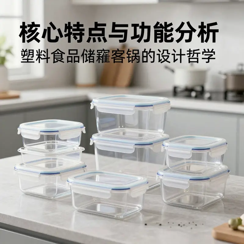 An organized array of clear plastic food storage containers, highlighting their aesthetic and functional appeal in food service environments.