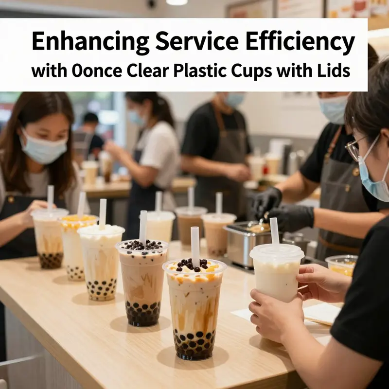 A variety of 9-ounce clear plastic cups with distinct lid designs, highlighting versatility.