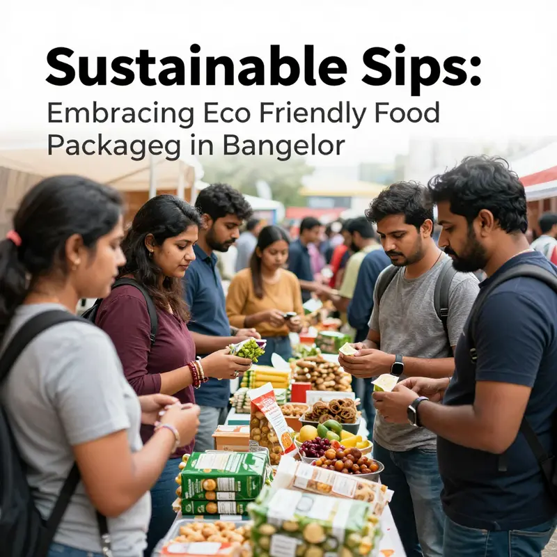 Bangalore street market featuring a variety of eco-friendly packaging options, reflecting the city’s trend towards sustainability.