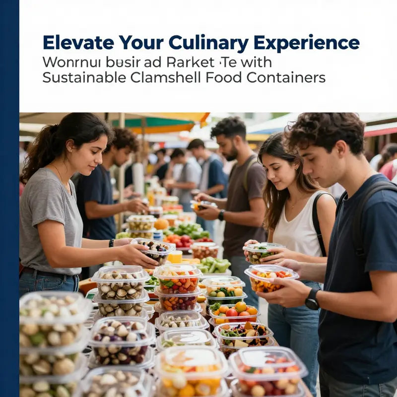 A collection of biodegradable clamshell containers emphasizing the commitment to sustainability in modern food packaging.