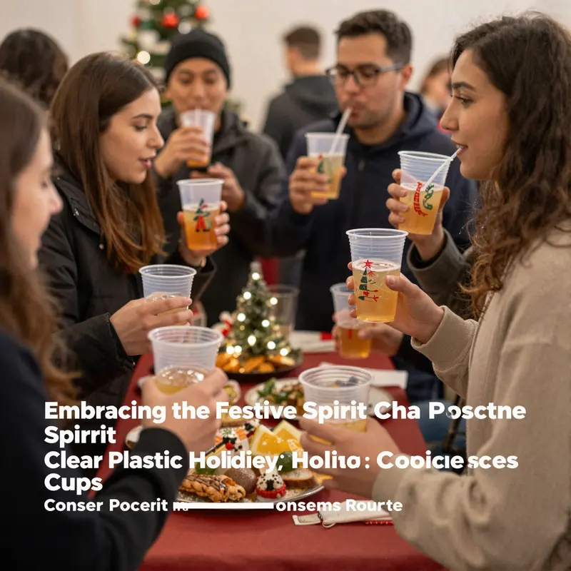Eco-friendly clear plastic cups showcased with natural decor, highlighting sustainability efforts.