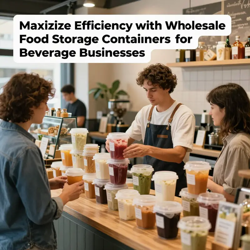 Diverse food storage containers showcased in a wholesale market setting.