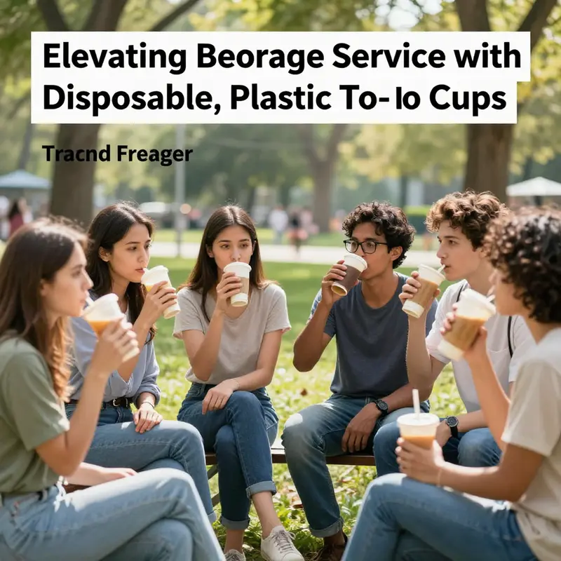 An array of disposable plastic to-go cups demonstrating different materials and design features.