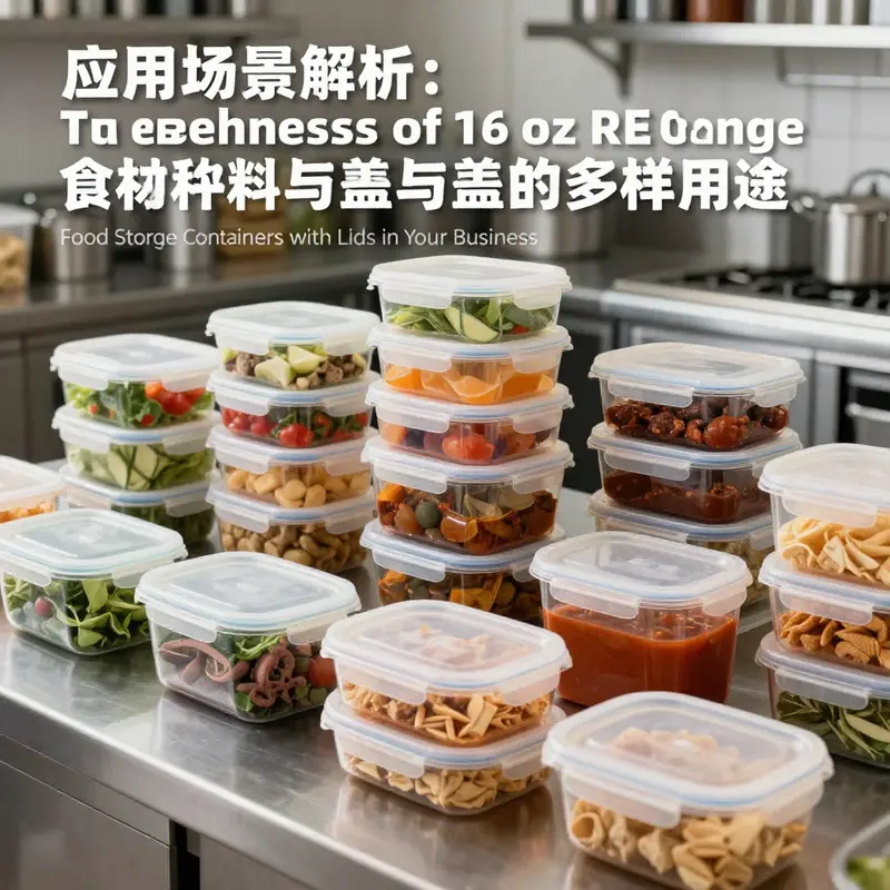 Detailed view of durable 16 oz rectangle plastic food storage containers designed for versatility.