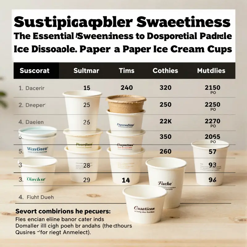 Close-up of eco-friendly paper ice cream cups made from recycled materials.