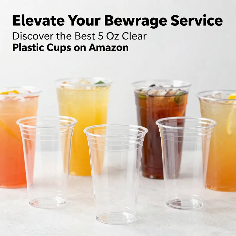 An inviting display of 5 oz clear plastic cups along with colorful beverages, reflecting their practicality in serving drinks.