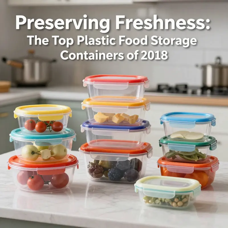 An array of colorful plastic food storage containers arranged in a professional kitchen setting.