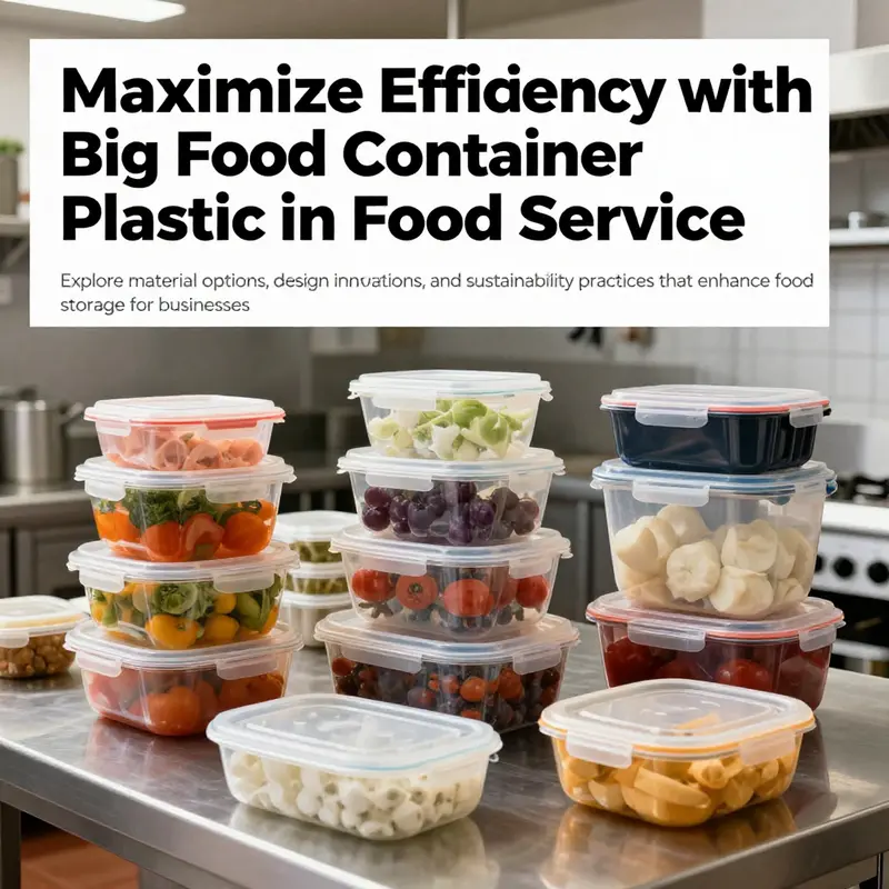 Variety of big food containers arranged in a commercial kitchen setting.
