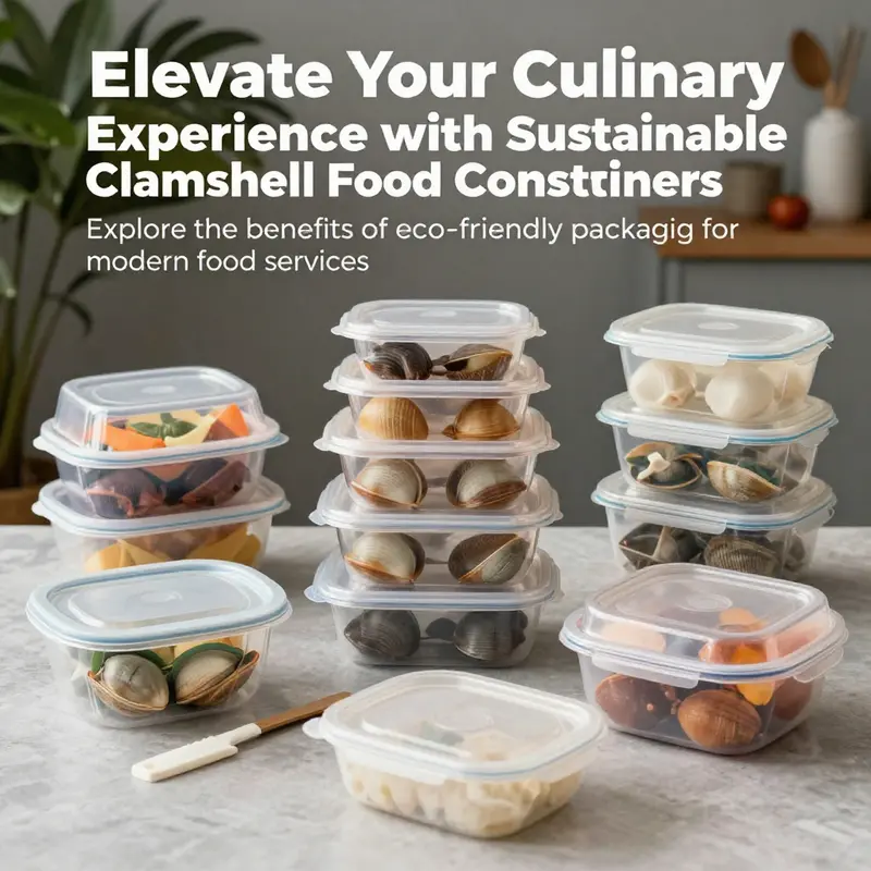 Array of elegantly designed clamshell food containers in both natural and urban settings.