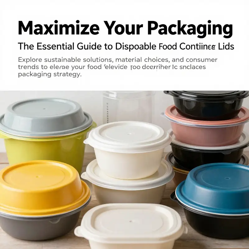A colorful assortment of disposable food container lids illustrating various eco-friendly options for food service.