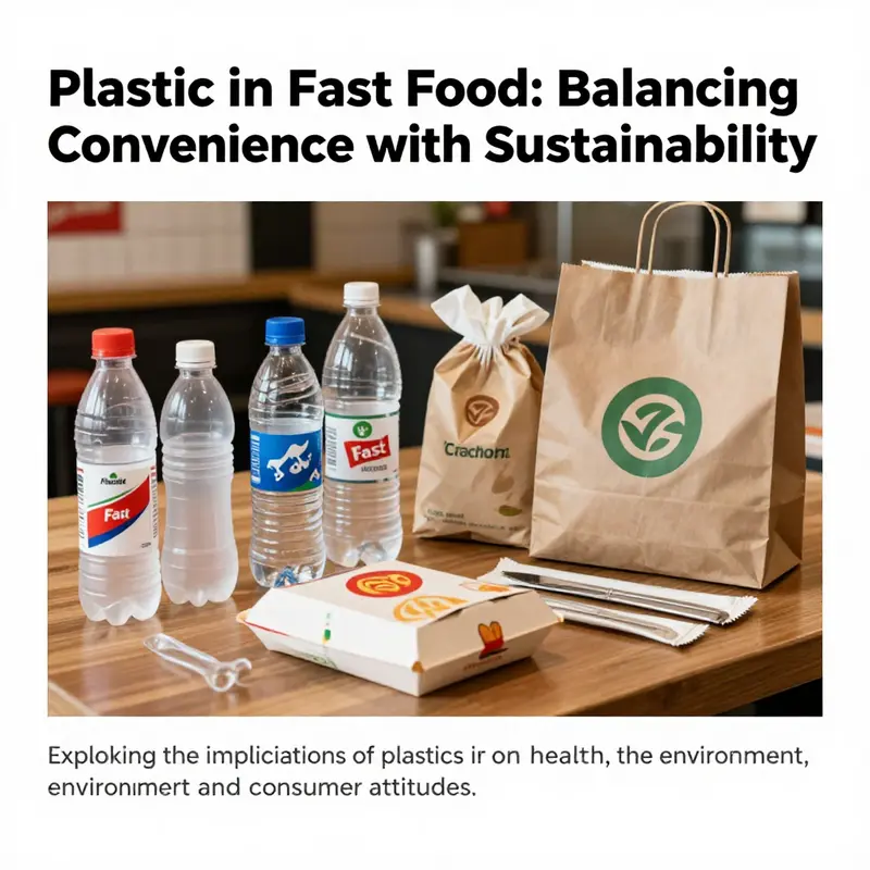 A fast food restaurant with various packaging styles, highlighting the challenges of plastic consumption.