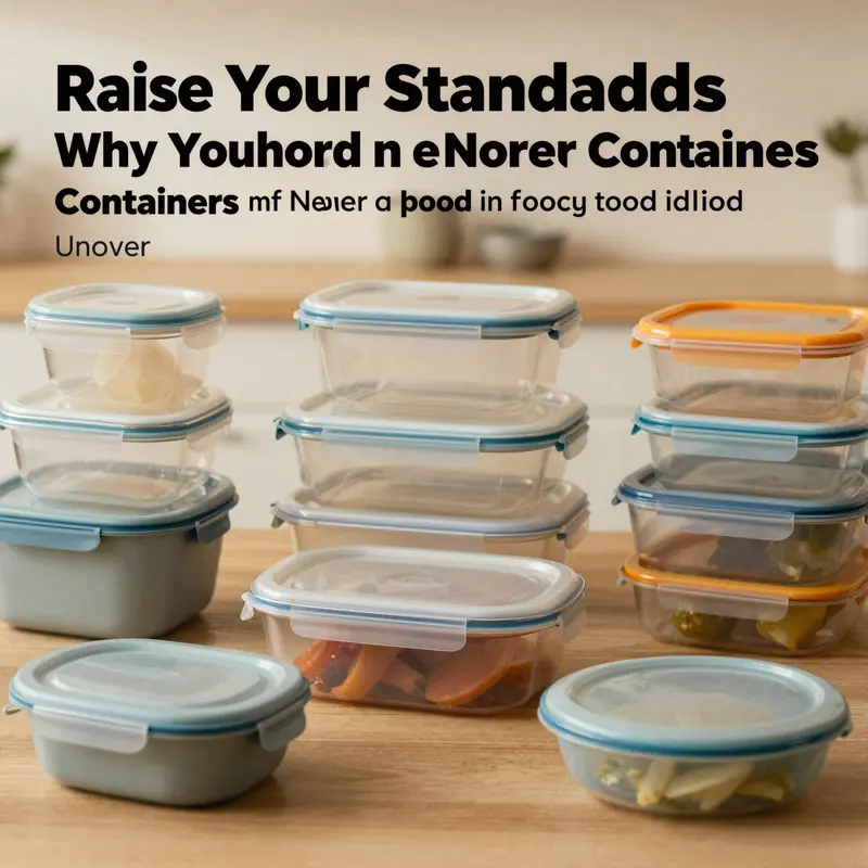 An inviting display of various safe food containers in a kitchen setting, promoting food safety.